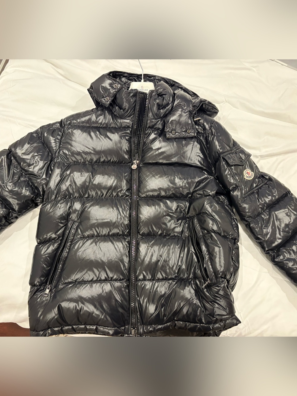 Authentic Moncler Shiny Black Quilted Puffer Jacket with Hood